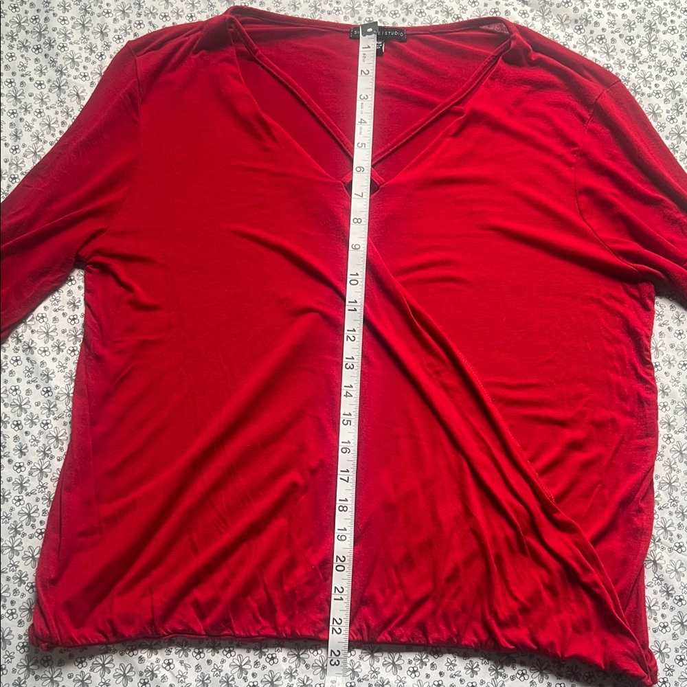 Red V-Neck Top - Picture 5 of 5